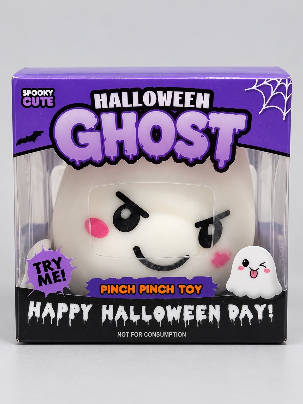 Halloween Ghost Squishy Squeeze Toy – Spooky Cute White Ghost with Box